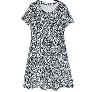 Isaac Mizrahi Live! Sz ST Whimsical Rose Fairy Art Deco Flare Black Night Dress